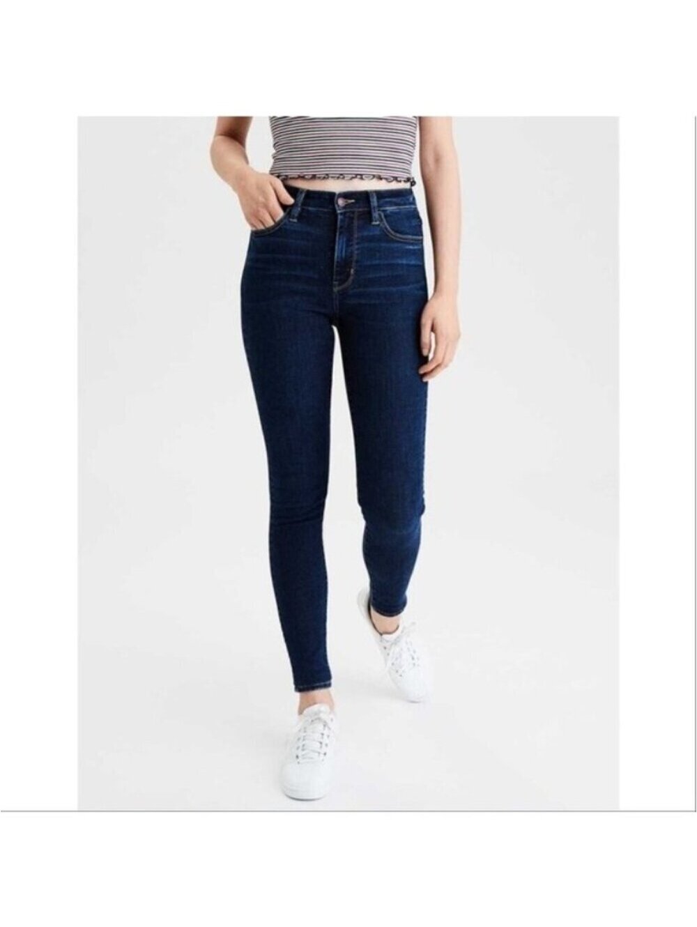 American Eagle Outfitters AEO Dark Blue Hi Rise Jeggings Size 2 Short
